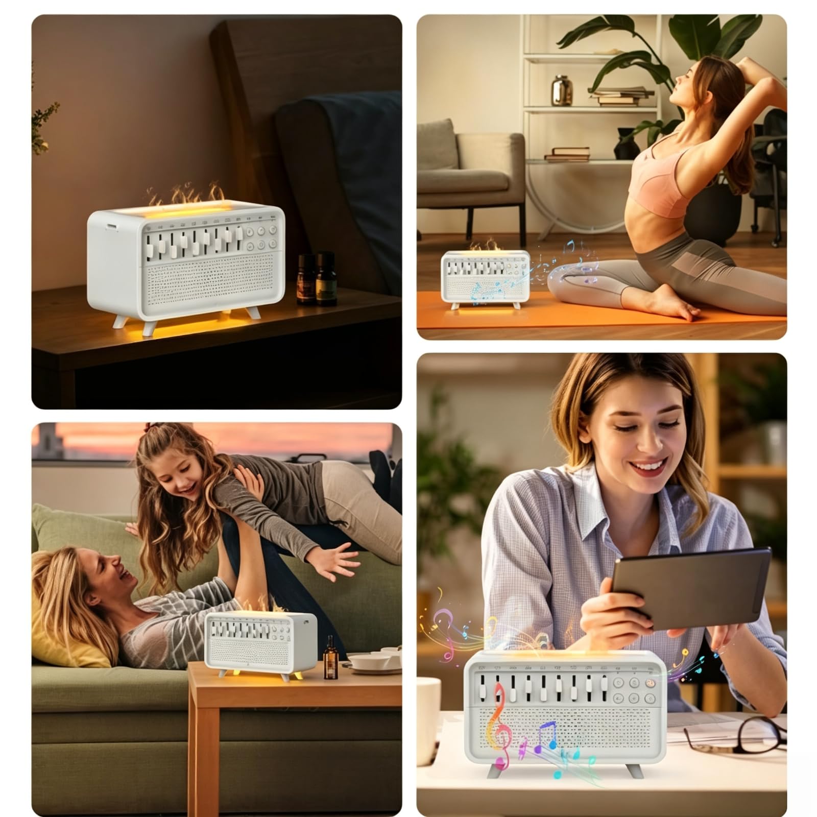 Difusor de Aroma con Máquina de Ruido, Humidificador y Altavoz Bluetooth