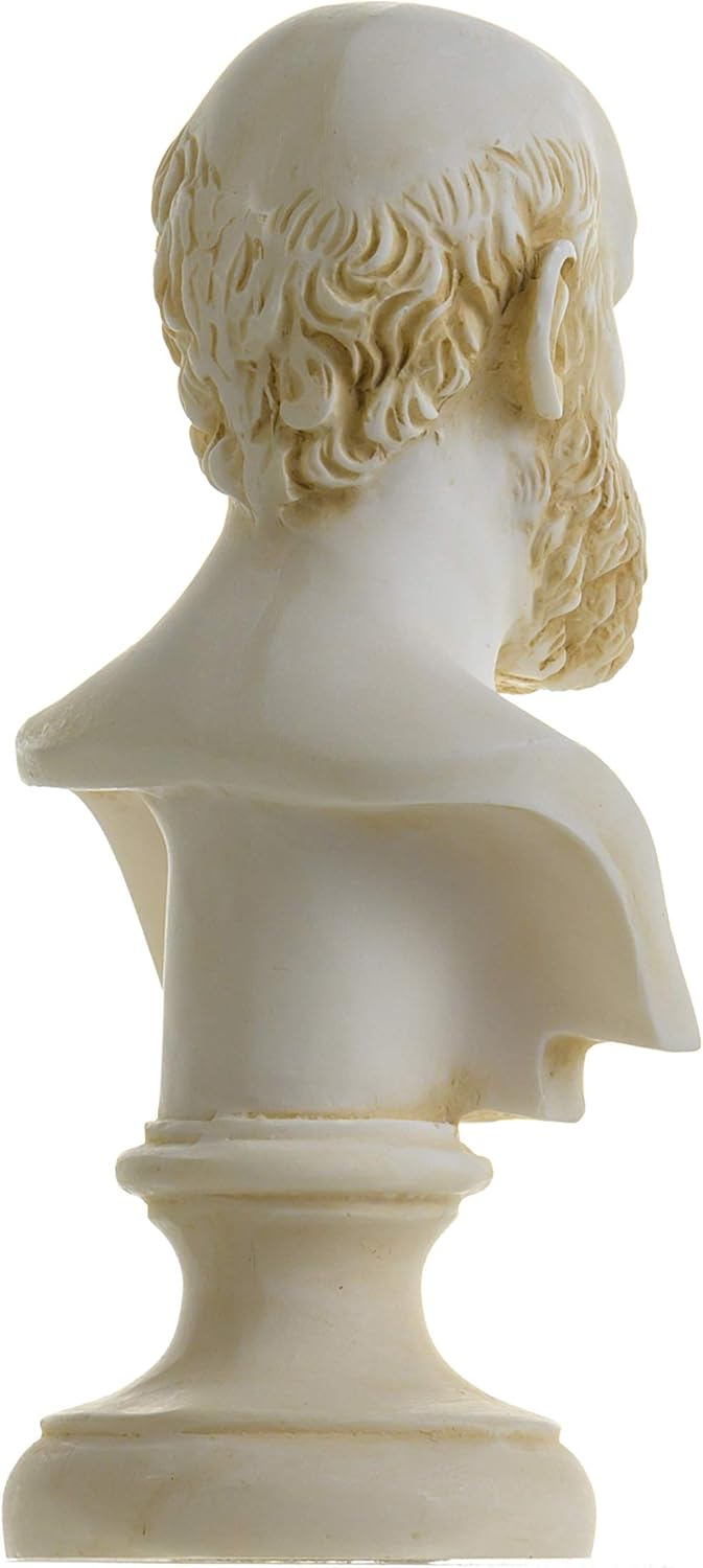 Greek Philosopher Socrates Bust Alabaster Statue Sculpture Athens Academy 5.9 Inches Gold Tone