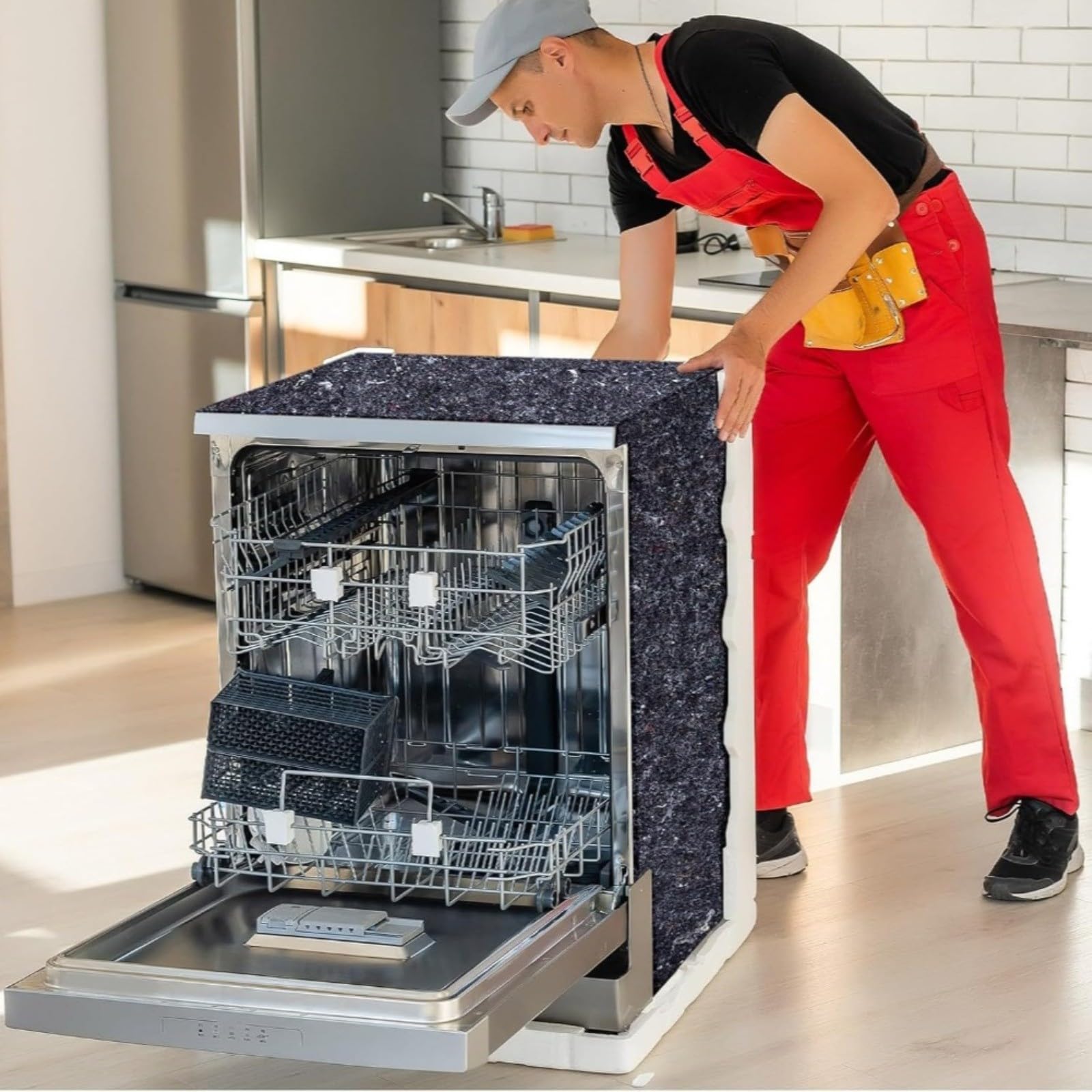 Ouate d'insonorisation pour lave-vaisselle - En polyester - 40,6 x 152,4 cm - Réutilisable - Pour isolation phonique - Pour appareils ménagers et tuyaux