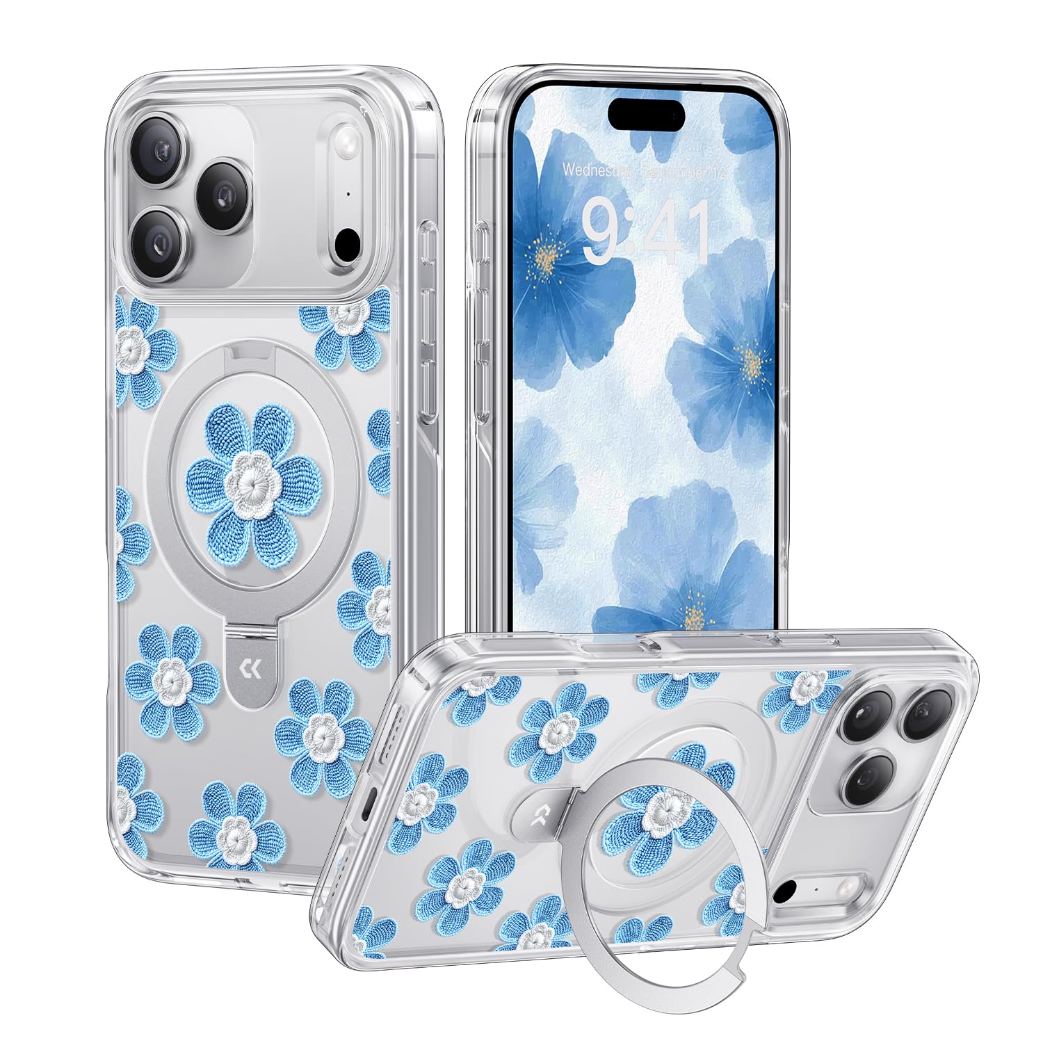 Amazon.com: CASEKOO Floral Series Blue Flowers for iPhone 17 Pro