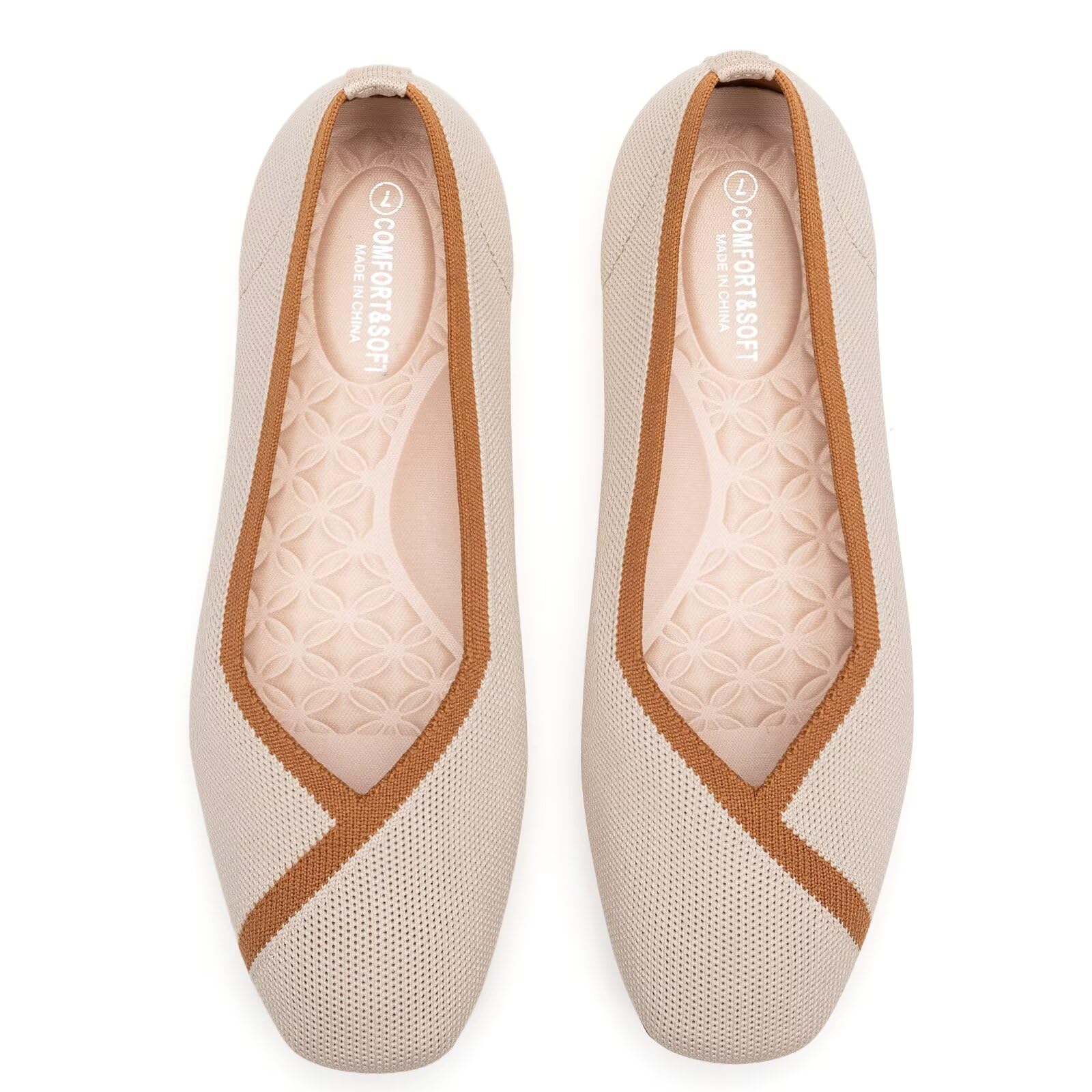 Frank Mully Damen Flache Schuhe mit quadratischer Zehenpartie, Bequeme Flache Strickschuhe, Arbeitsschuhe für Damen