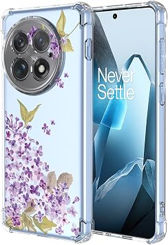 for OnePlus 13 Case Uni Shockproof Flexible TPU Slim Fit Transparent Protective Phone Crystal Clear Cover-Clear Purple