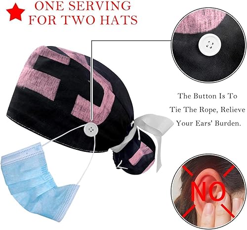 Vista 3 de Working Cap with Buttons Sweatband Ribbon Tie Back Bouffant Hats, Yes You Can