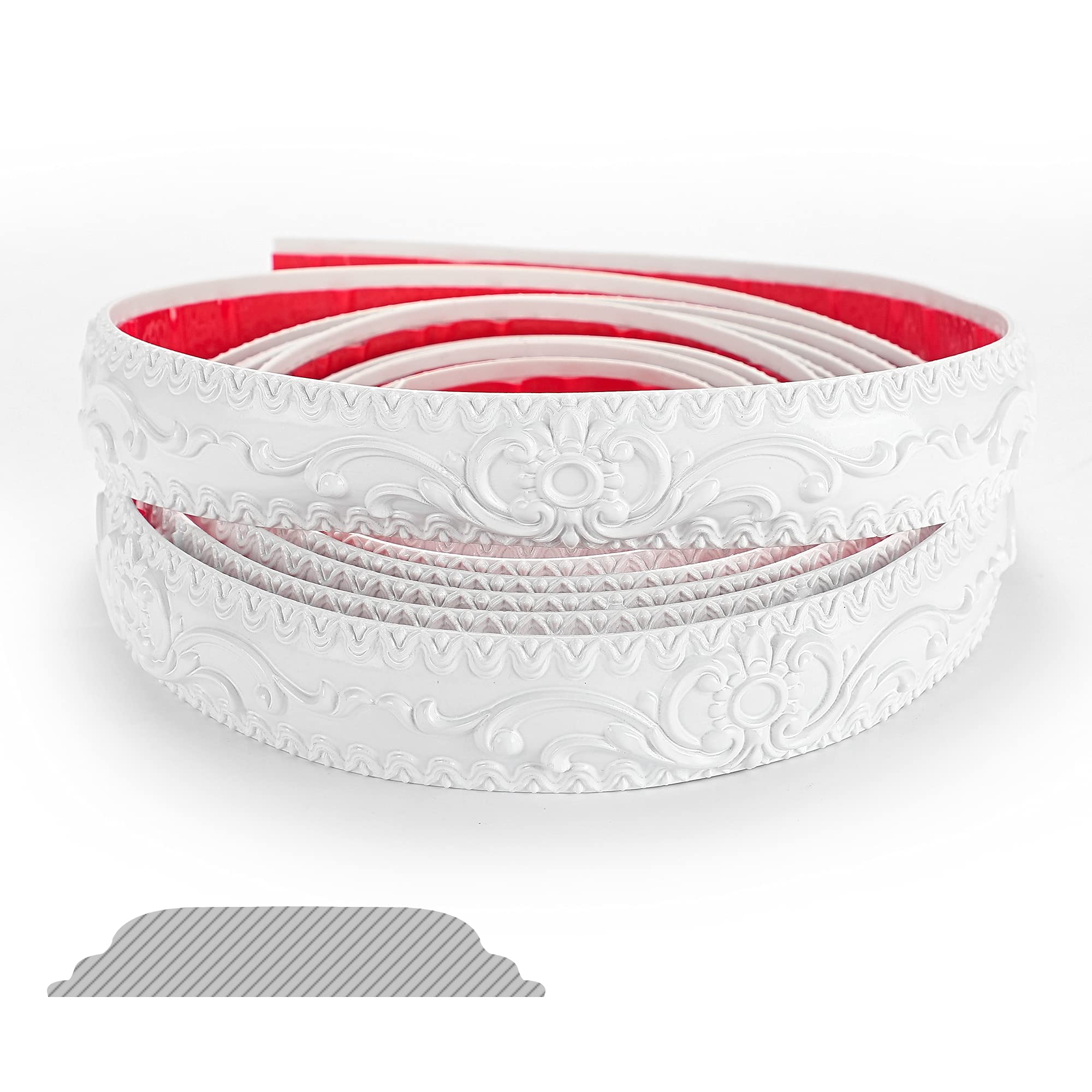 5M PVC Decorative Soft Line Self Adhesive Door Frame Paper Edge Banding Wall Stickers Waterproof Ceiling Strap Home Decor (White)