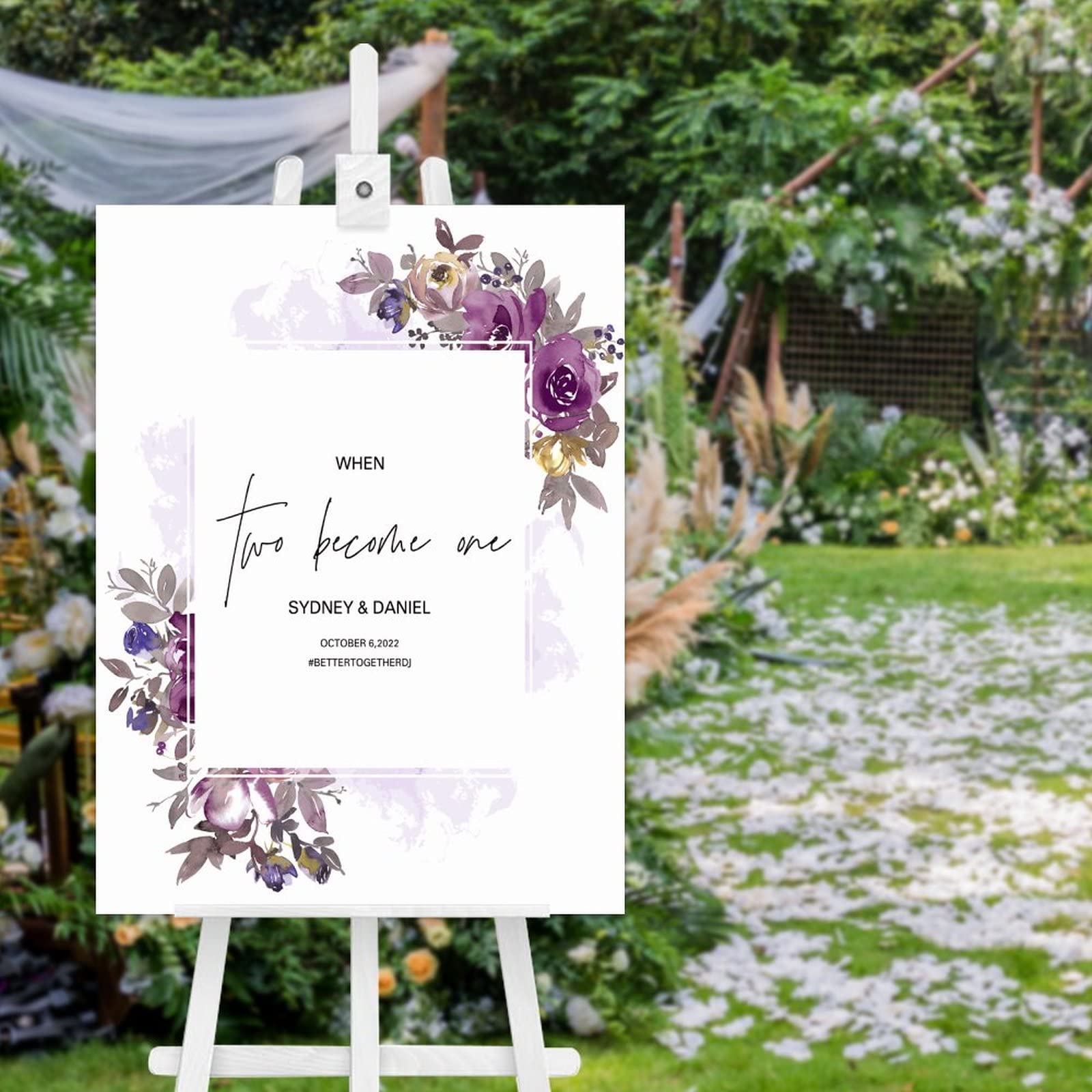 Panneau de bienvenue en bois When Two Becomes One pour mariage rustique