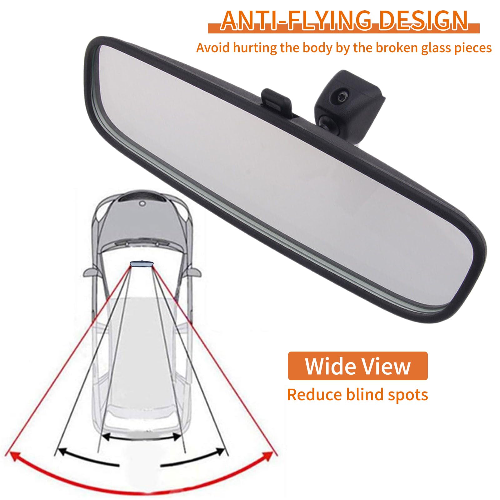 Specchio Interno Auto 814842, Alloggiamento in ABS Ispessito, Specchietto Retrovisore Panoramico Sostitutivo per Guida Accompagnata per Peugeot 107/206/106, Toyota Aygo, Citroën C1, Clio 1/3
