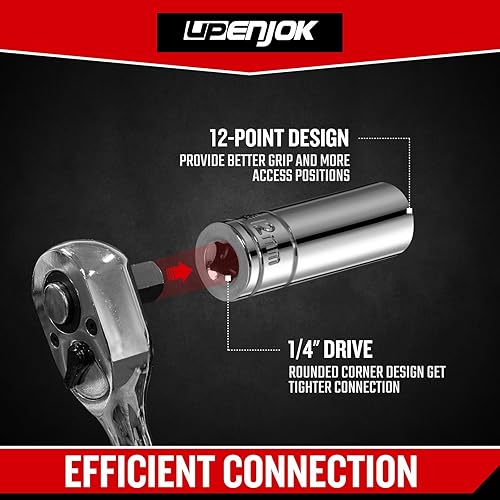 Miniatura 5 de Juego de llaves métricas de 14 de pulgada de 12 puntos, juego de 8 piezas de llaves de pozo profundo, juego de herramientas de acero CR-V, tamaños