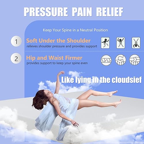 Miniatura 35 de PayLessHere - Colchón de espuma viscoelástica con gel, 6 pulgadas, tamaño queen, con certificación CertiPUR-US, sin fibra de vidrio, cama en una