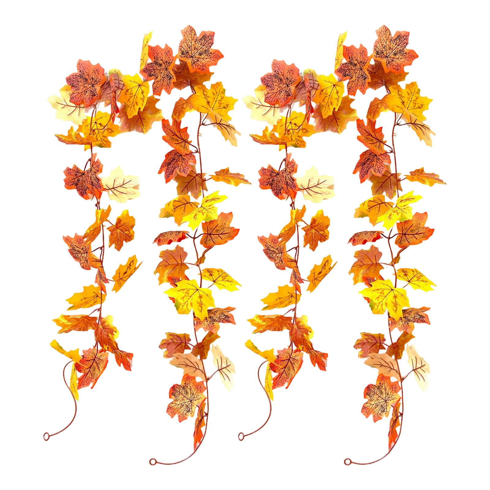 1 / 2Pcs Autumn Maple Rattan Wreaths Decors Harvest Maple Rattan Wreath Hanging for Thanksgiving and Festival Decoration Artificial