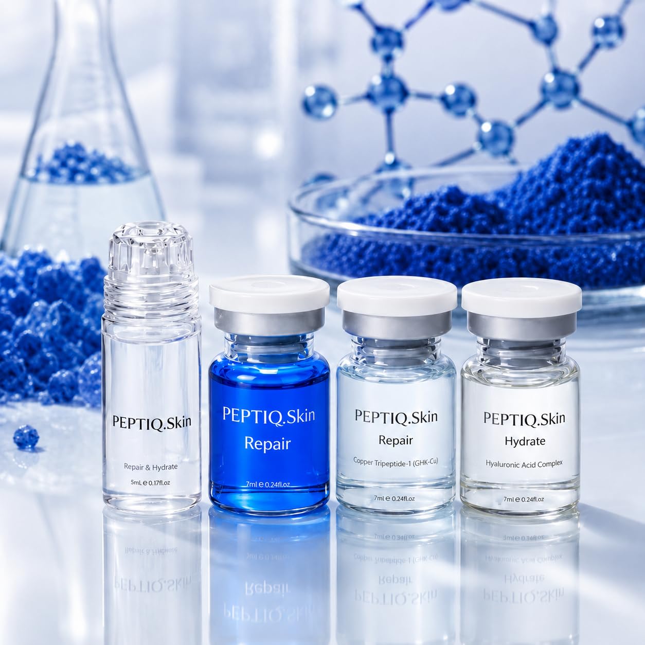 Amazon.com: Peptiq GHK-Cu Copper Peptide Micro-Infusion Serum Kit – 1 Month  Supply 3-Vial System with Hyaluronic Acid for Glass Skin, Fuller Hair &  Anti-Aging – Includes 0.25mm 24k Gold Cosmetic Facial Stamper :