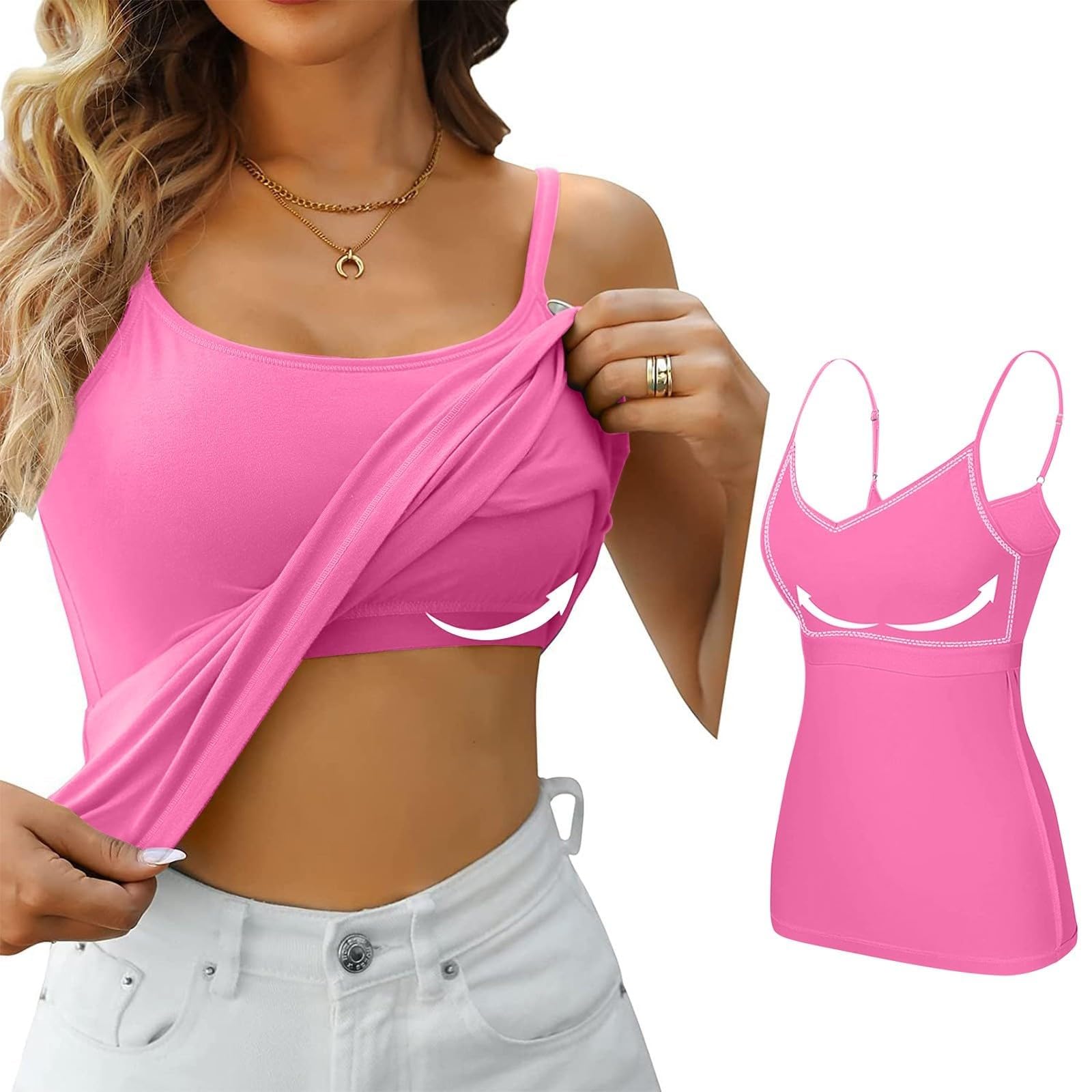 Gyaimxfu Camiseta Sin Mangas con Tirantes Mujer Finos Ajustables con Camisola Sólida Básica Chalecos Microfibra antibacteriana Transpirante Sin Costuras Camiseta Interior Informal Tank Top
