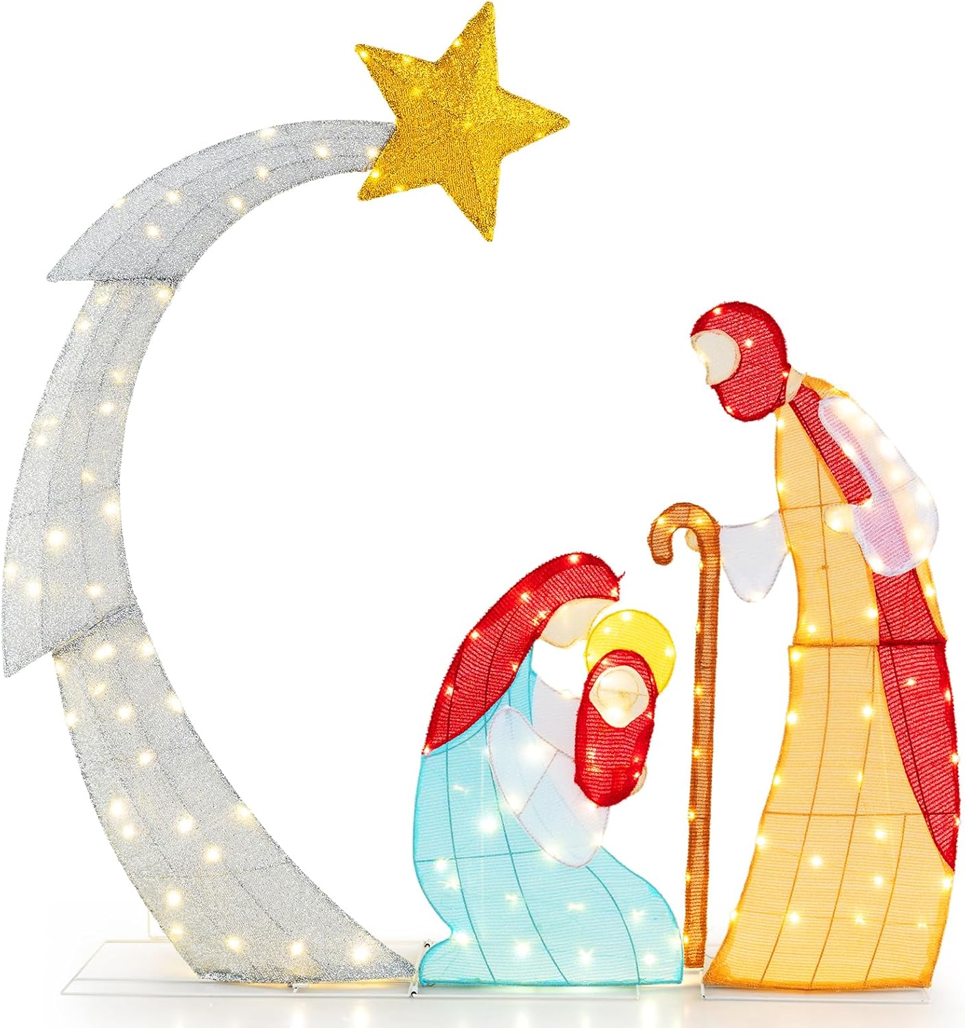 Tangkula 5 FT Lighted Christmas Nativity Scene Set, Outdoor