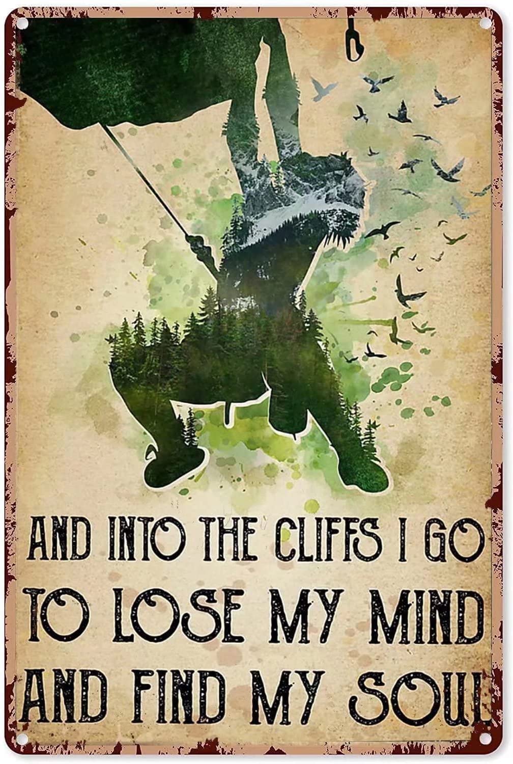 Haosensix Fun Into The Cliffs Metal Tin Sign Vintage Poster Family Bathroom Toilet Bar Cafe Wall Decoration Plaque 12X16 Inches