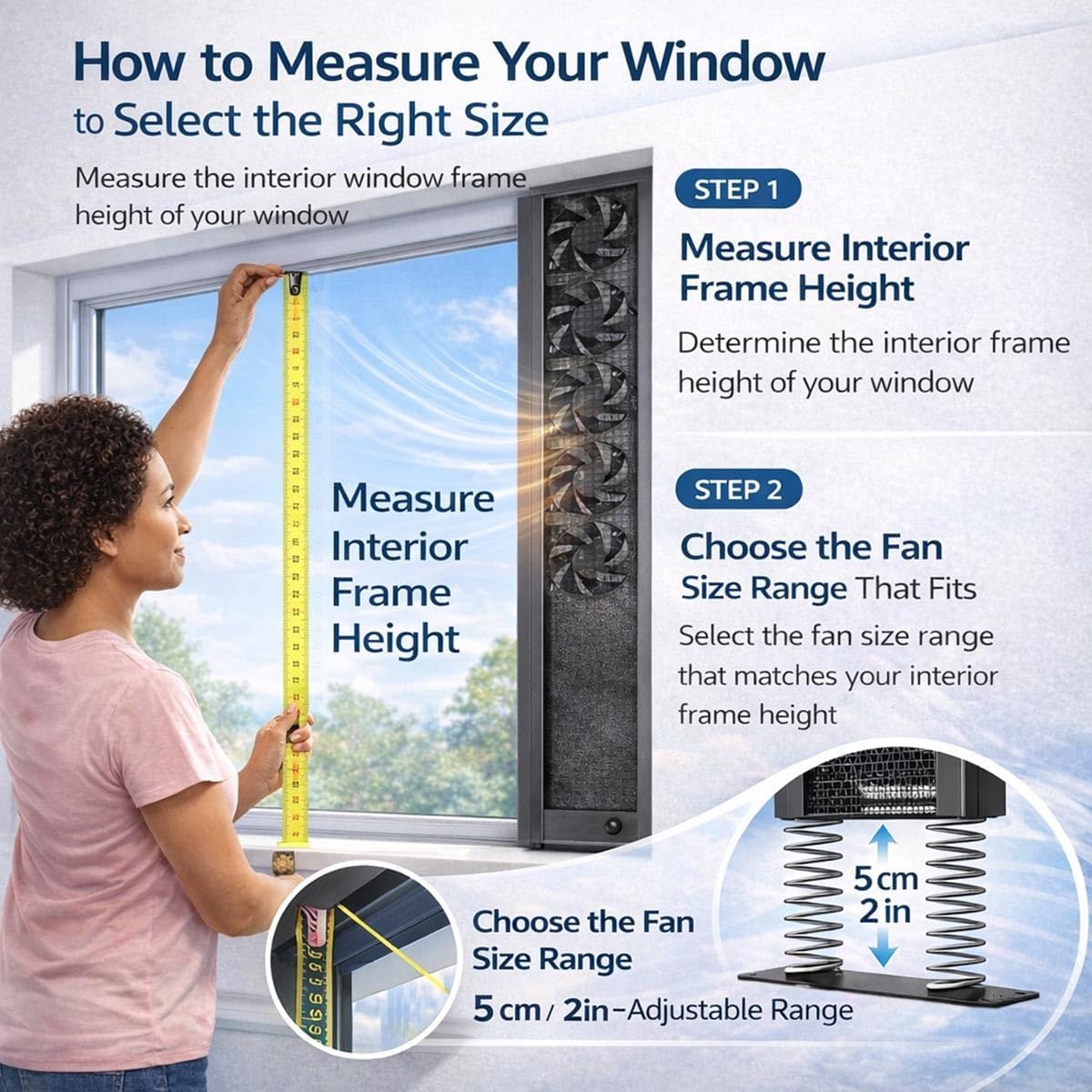 Tool-Free Vertical Window Exhaust Fan for Sliding Windows, Stepless Speed Control (0-2800 Rpm) Window Ventilation Fan, Twin Window Fan, Waterproof Window Exchaust Fans for Home Bedroom(19.69-24.41in)