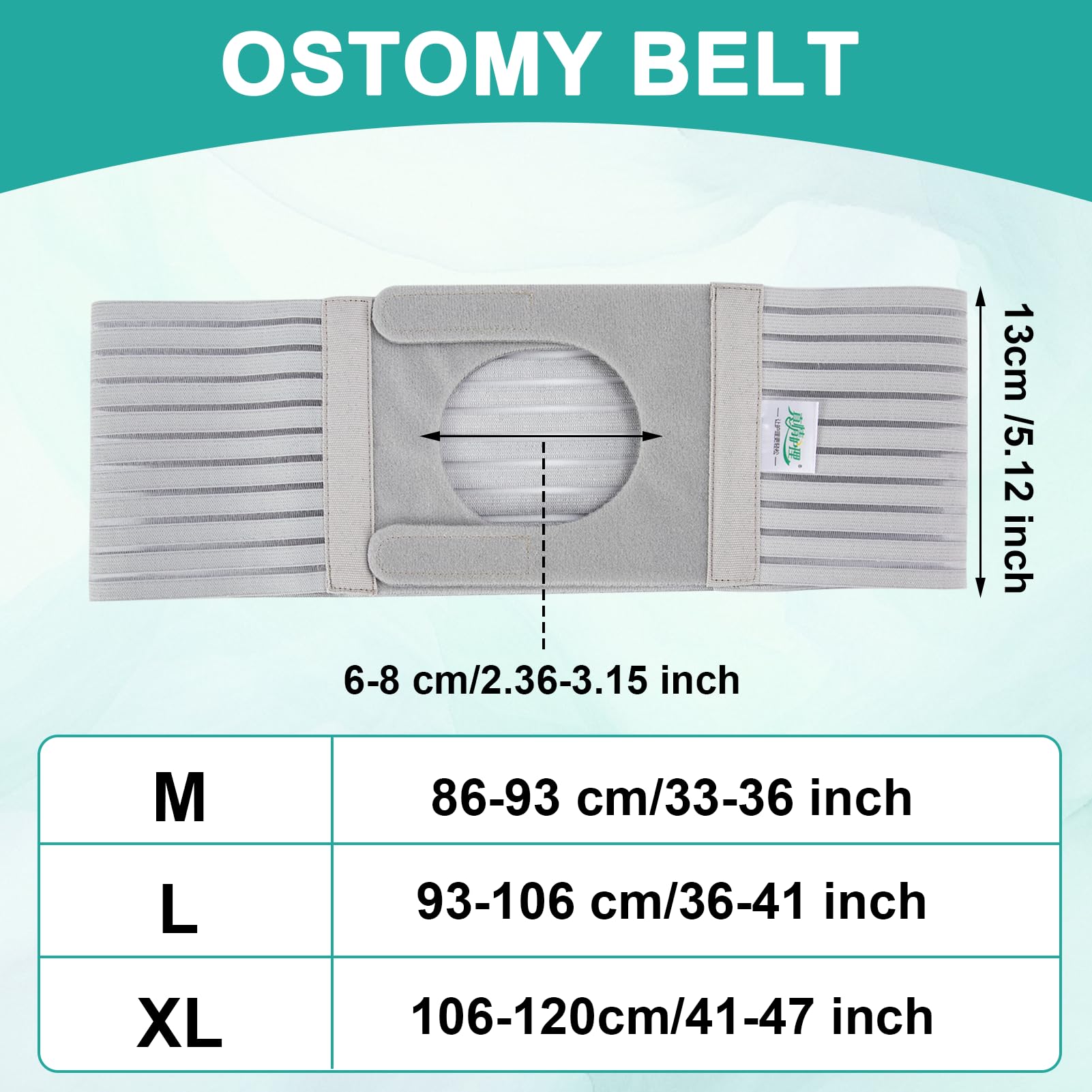 1 PCS Fascia Per Stomia Da Uomo E Donna, Cintura Per Stomia Larga 13 cm, Grigia Cintura Addominale Post Colostomia Per Prevenire L'ernia Parastomale, XL