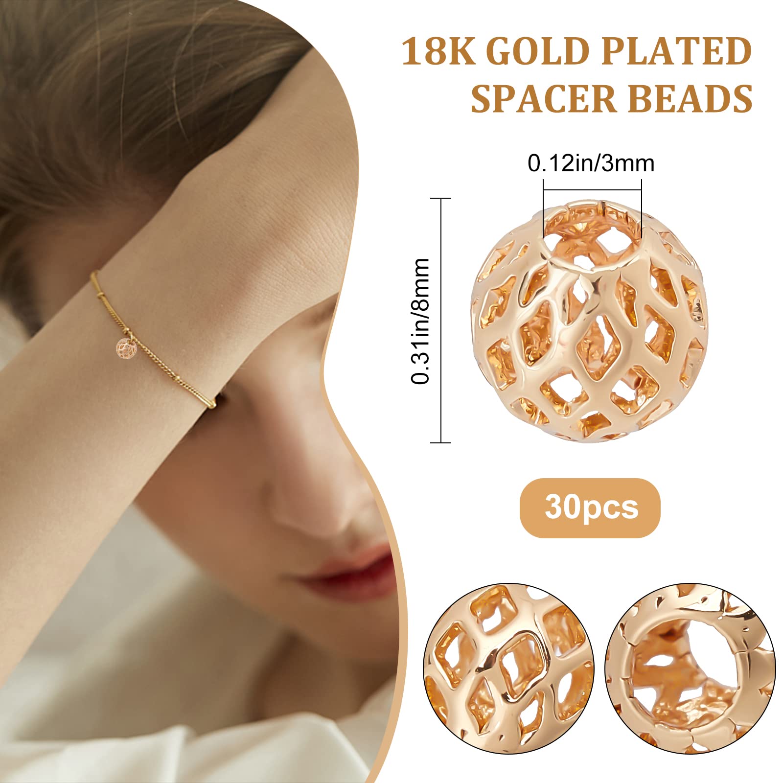 Beebeecraft - Cadenas Para Hacer Joyas De 33 Pie, Chapadas En Oro De 18 Quilates, Pulsera, Collar, Cadena De Eslabones Con Cierres De Langosta, Anillos De Salto (2.5.(118) In