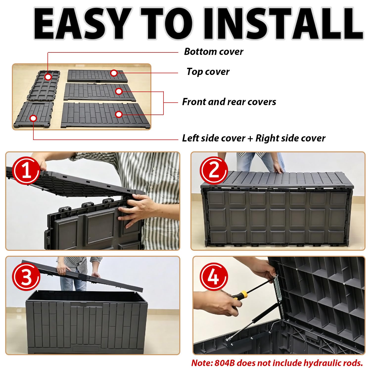 Contenitore portaoggetti da esterno con blocco di sicurezza, organizer per attrezzi in resina resistente, supporto antiscivolo, installazione rapida per giardino e patio, salvaspazio multifunzionale