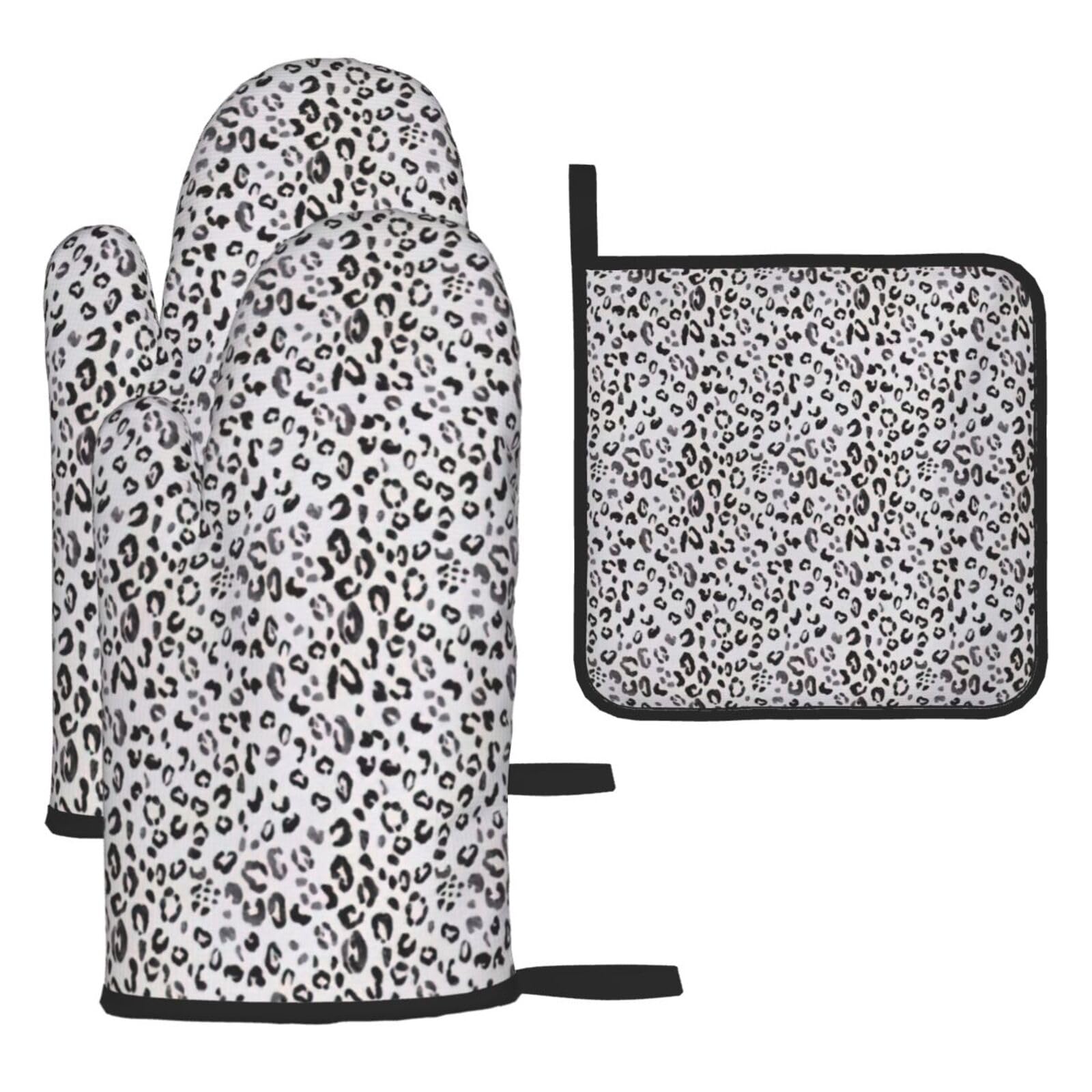 Leopard Print Print Oven Kitchen Gloves For Baking Outdoor Grilling Home Use Mitts Microwaving Bbq