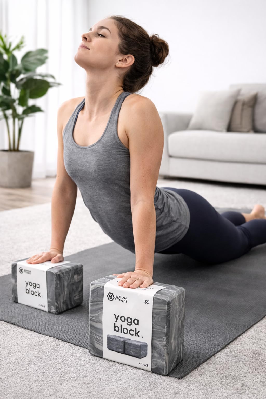 Condition photo showing New/Like New for Yoga Block, Series-8 Fitness 9 x 6 x 3 inches, for Balance and Stretching, Marble Print