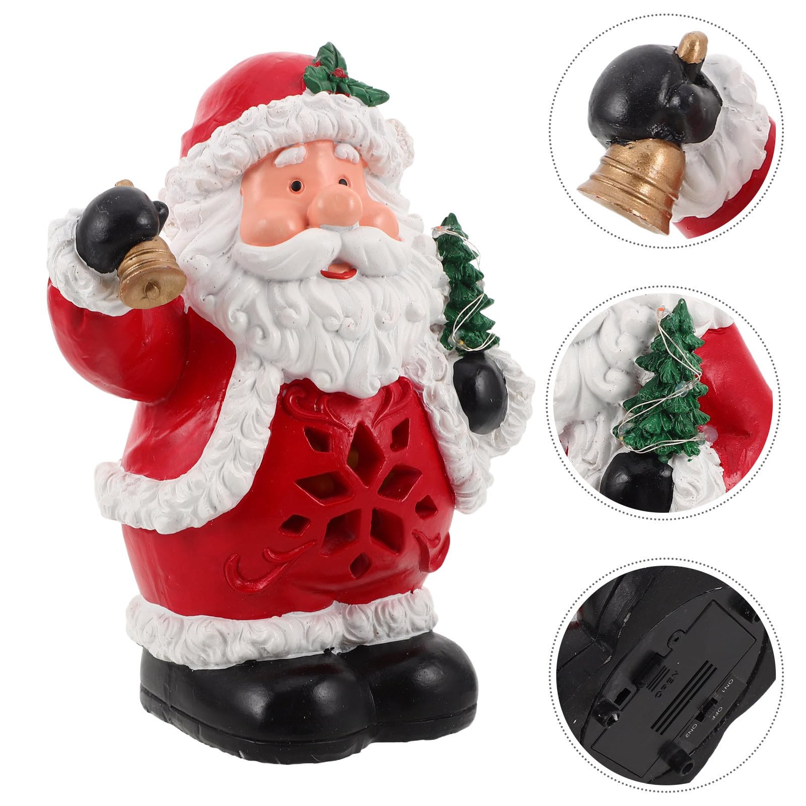 USHOBE Statua Natalizia in Resina Rossa con Musica e Doppia Alimentazione USB per Decorazioni Festive in Hotel e Casa