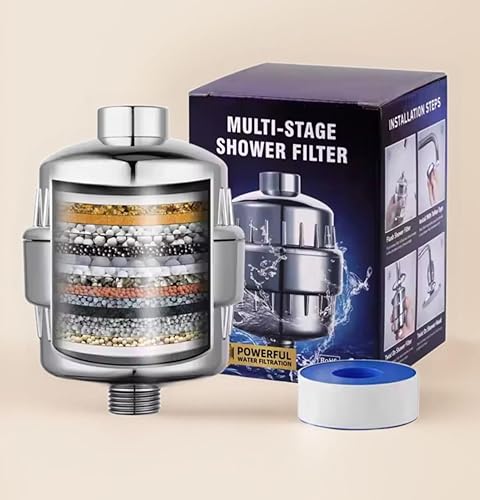 Miniatura 9 de Filtro de ducha para agua dura, suavizante de agua de alto rendimiento, elimina el cloro y el fluoruro. Agua blanda filtrada con vitamina A  E. El