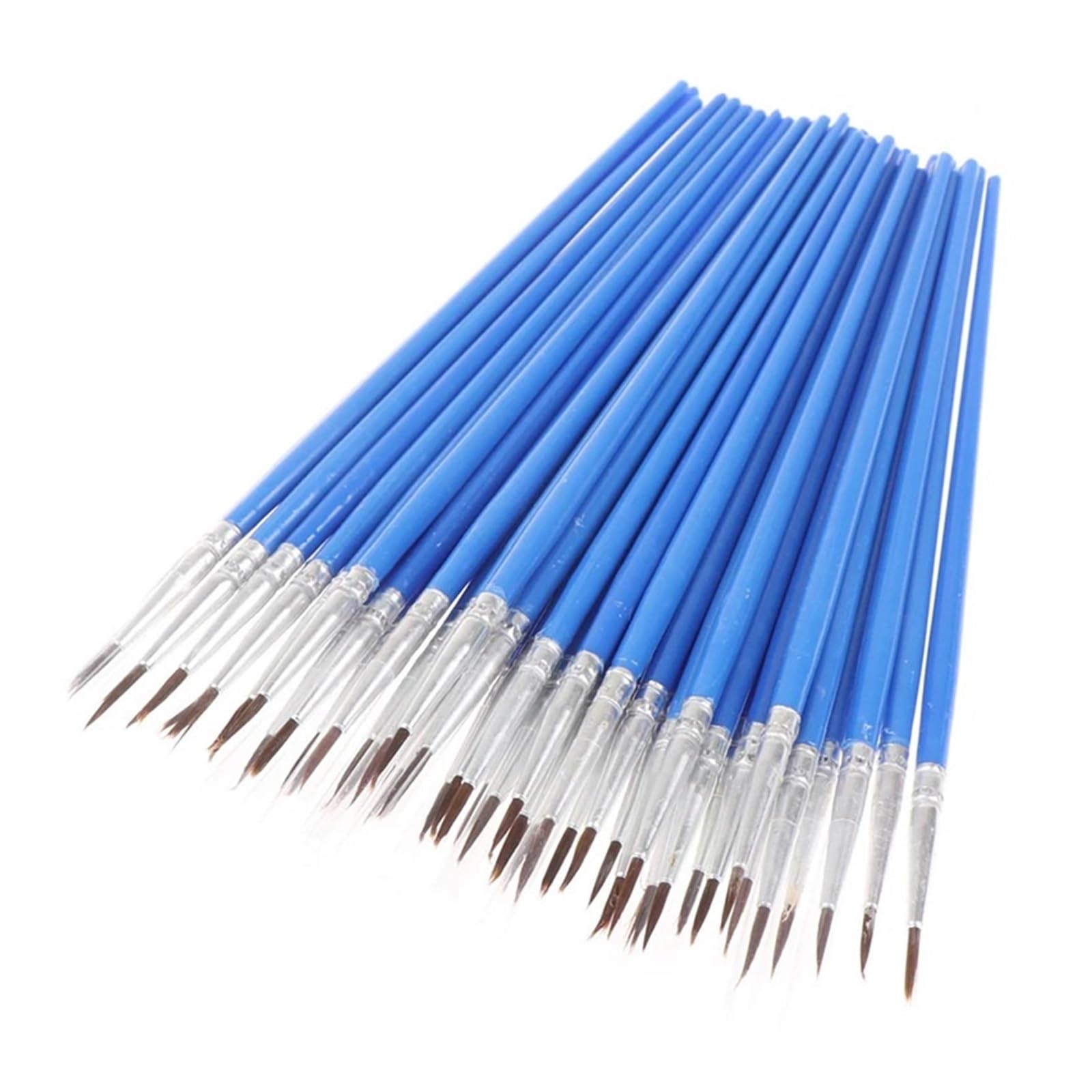 50Pcs Artists Flat Paint Brushes Acrylic Watercolor Round Pointed Nylon Hair Small Brush Bulk for Detail Painting(Color1)