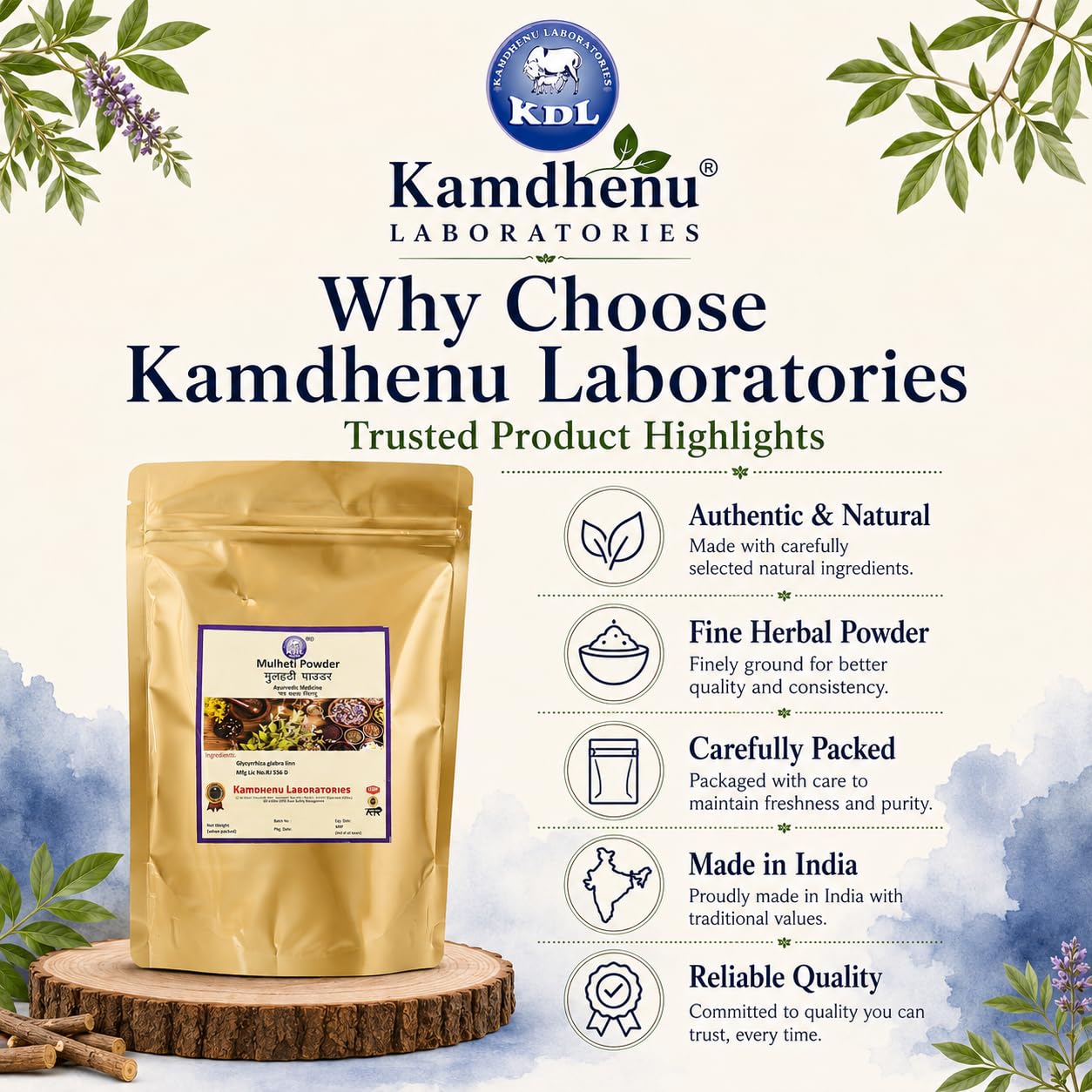 Kamdhenu Mulethi Powder | Glycyrrhiza glabra| 100 grams| Liquorice| Licorice root | Mulethi powder for face, skin, body and eating — Amazon image 5