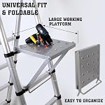 Ladder Platform Attachment,Steel Ladder Work Platform Extension | 400lbs capacity 10.6×13.8in anti-slip ladder work platform foldable attachment fits most ladders with 11.5"-14" rung spacing