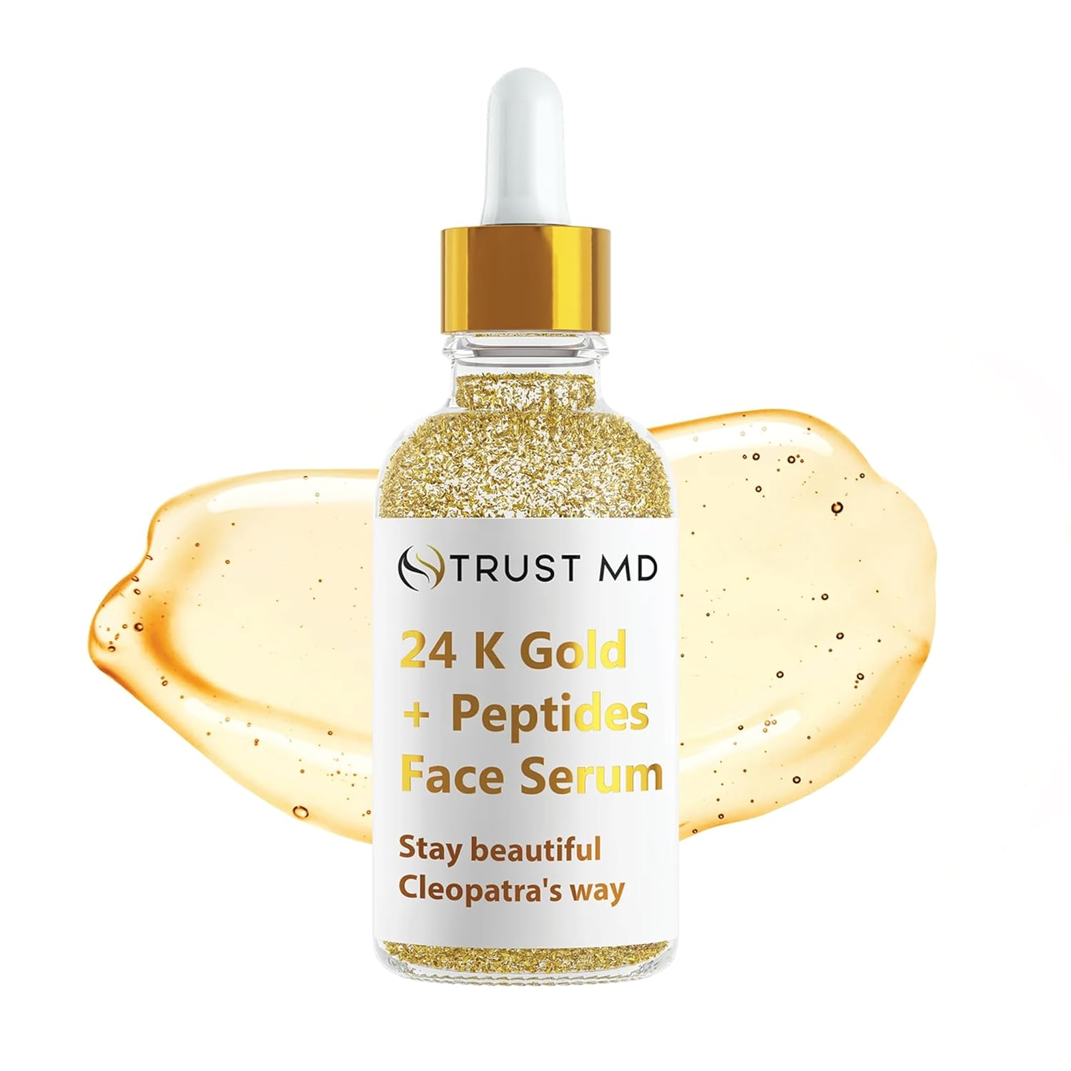 24K GOLD + MULTI-PEPTIDES SERUM – Anti Aging Face Serum with Hyaluronic Acid for Firming, Wrinkle Reduction & Hydration – 1 oz Bottle, Not Tested on Animals.