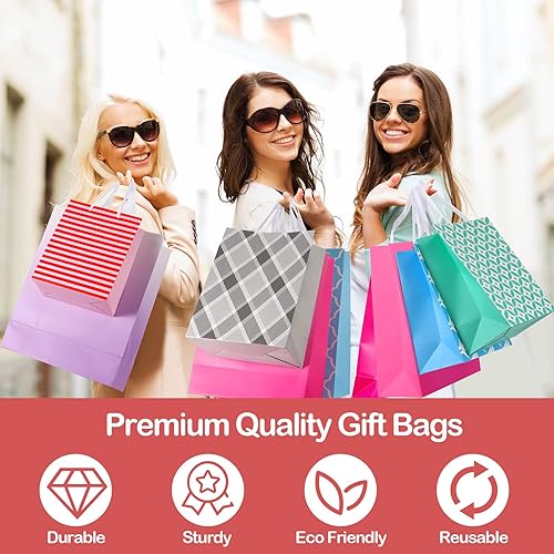 Miniatura 4 de Glenmal 26 bolsas de regalo de Pascua de varios tamaños, surtido de bolsas de regalo con asas, bolsas de regalo surtidas a granel para cumpleaños,