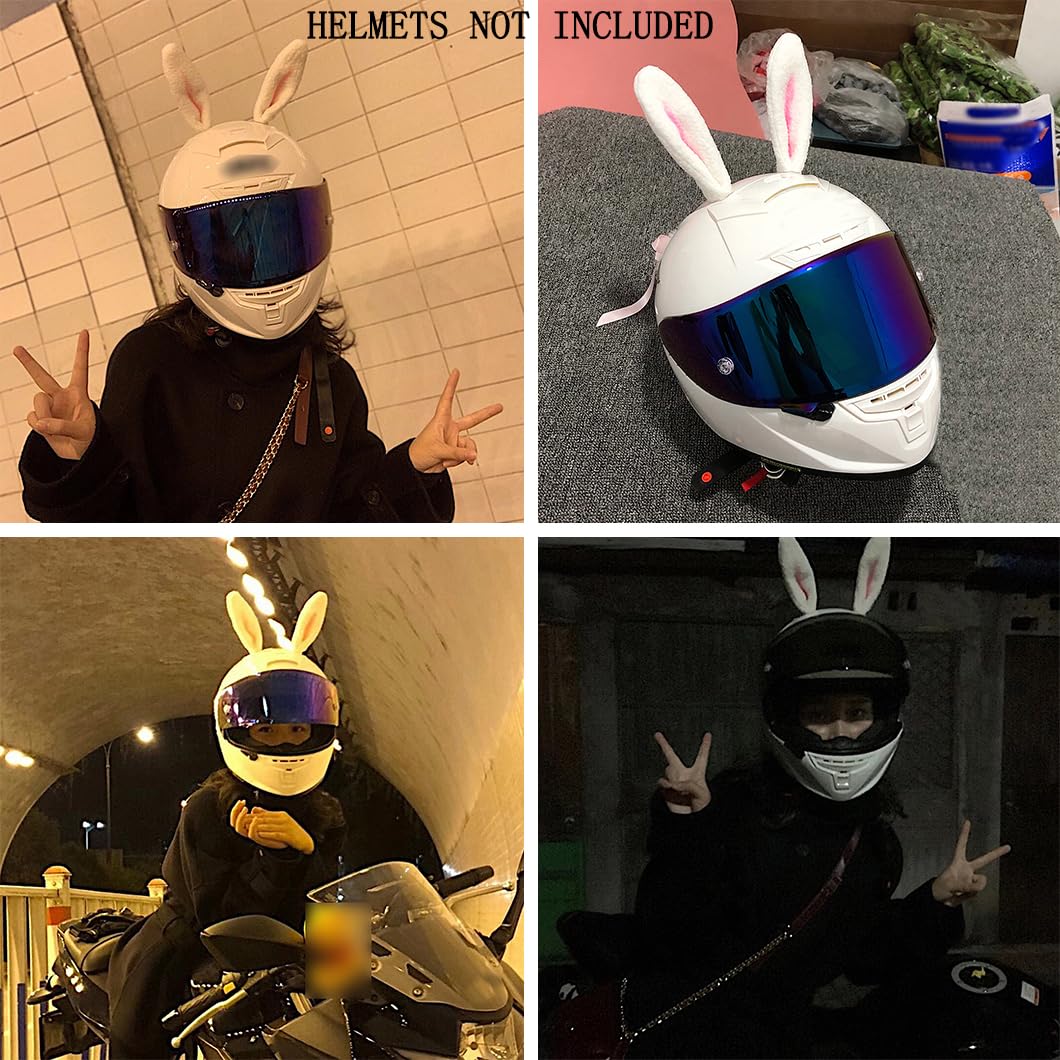 Rabbit Ears Rabbit Tail Helmet Decor Set Cute Helmet Ears Helmet Horns Helmet Accessory for Ski Motorcycle Helmet : Automotive