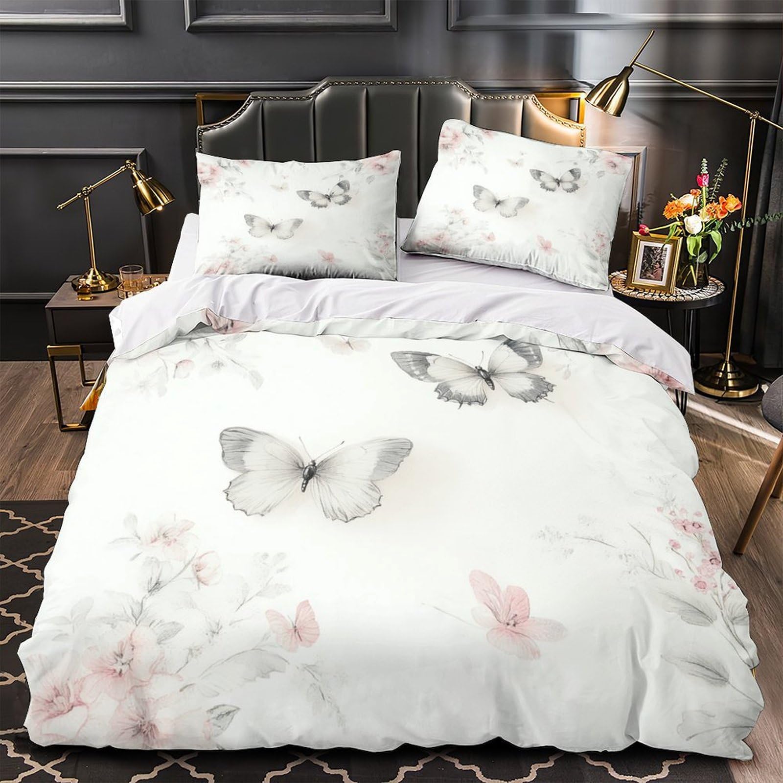 Parure de couette papillon lit simple microfibre hypoallergénique