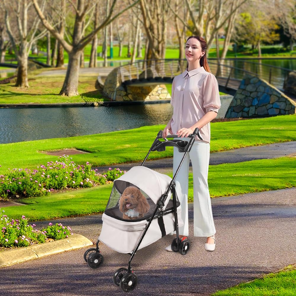 Homewell Wózek składany dla psa i kota, do 15 kg (szary)