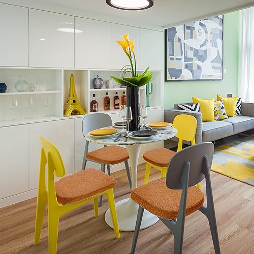 Miniatura 3 de BUYUE Natural Linen - Juego de 4 cojines magnéticos de 14 x 14 pulgadas para sillas de metal, almohadillas de asiento antideslizantes mejoradas para