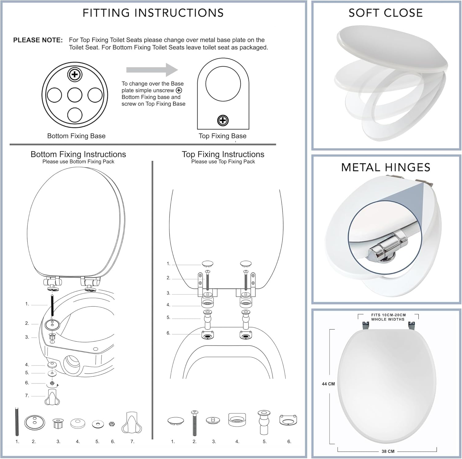 Herrajes Para Asiento Inodoro Plástico - Casa Bianco