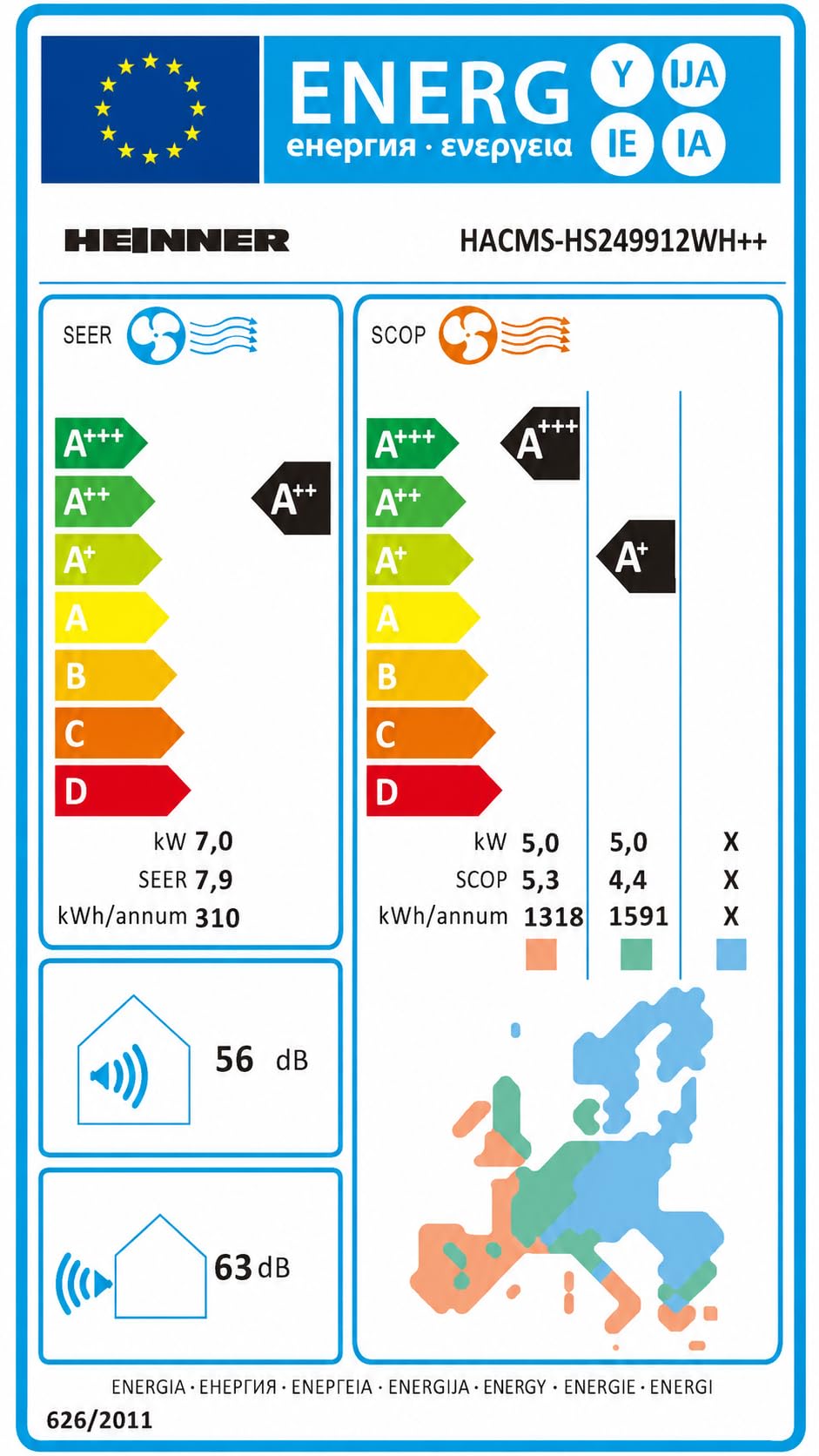 HACMS Multisplit Klimaanlage Split 24000 BTU Set mit 3 Innengeräten (2x 9000 + 1x 12000 BTU) – Inverter Klimagerät mit Wärmepumpe – Heizen & Kühlen – A++ – R32 – Leise Split Klimaanlage für 3 Räume