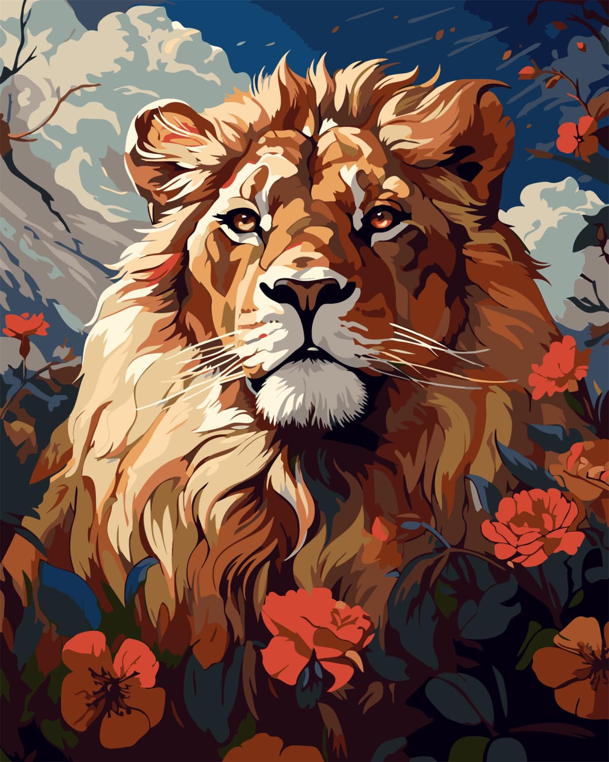 sukoly Paint by Numbers for Adults - Paint by Number Kits for Children Animal,Painting by Numbers for Adults Beginner DIY Canvas Oil Painting Without Frame 16 x 20 Inch (Lion)