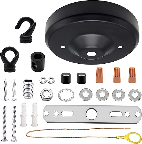 ECUDIS Kit moderno de iluminación de techo de 4.5 pulgadas con herrajes, placa de techo para lámpara colgante con todos los accesorios de montaje,