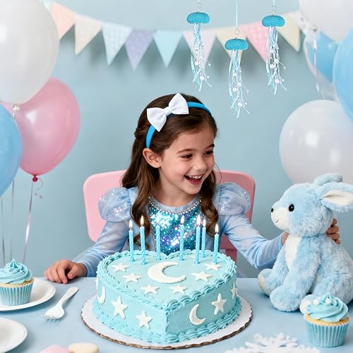 Miniatura 5 de 3 piezas de medusas de erizos de mar, adornos para árbol de Navidad, medusas costeras colgantes con cristales y cintas para fiesta temática de