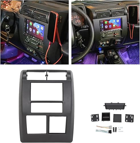 HECASA Kit de tablero de doble DIN compatible con Jeep Wrangler TJ Radio estéreo 1997-2002 Kit de instalación de bisel de tablero
