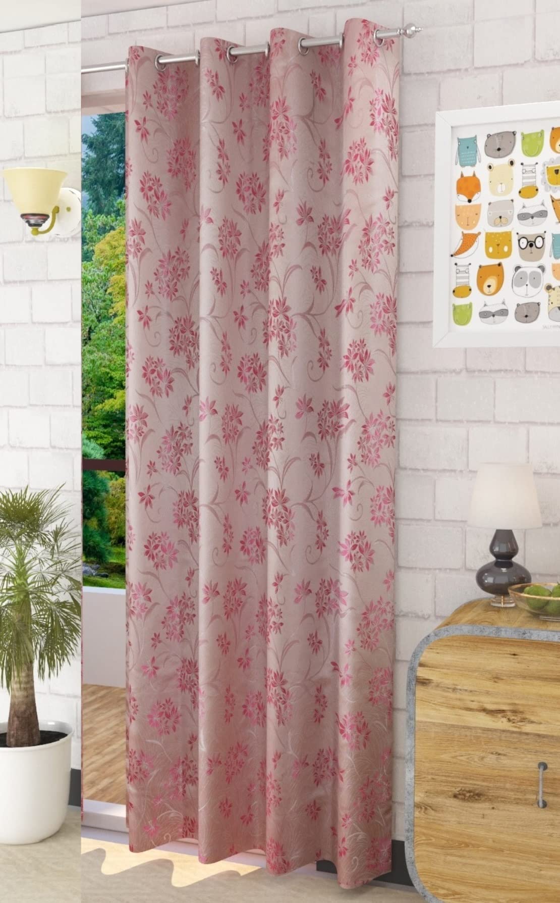 FRESH FROM LOOM Curtains for Door 9 Feet Long | Latest Big Window Curtain Premium Polyester Weaved Parda | Latest Modern Parde for Living Room Bedroom |Home Office Jacquard Screens (Pink, 1pc Only) (B09WHYBBW5) Amazon Price History, Amazon Price Tracker