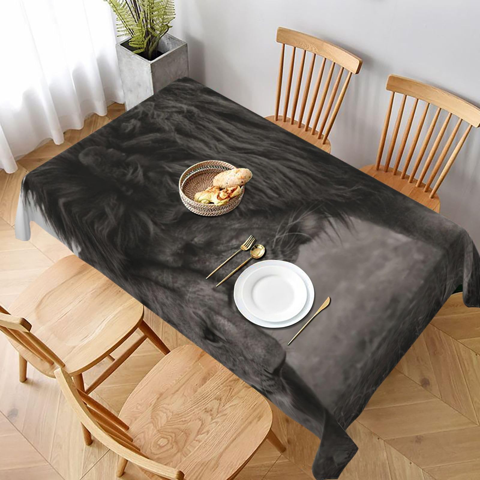 BNVSADC Lion and Lioness Printed Rectangle Tablecloth 228x152 CM, Water Resistant Polyester Table Cloth Decorative Fabric Table Covers for Kitchen Dining Table Parties Camping