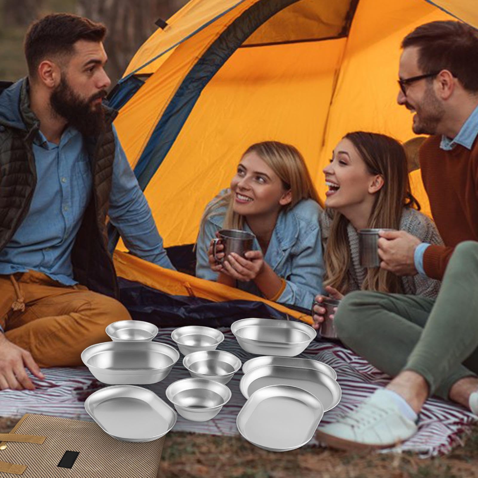 Ensemble de Vaisselle de Camping Pliable - Assiettes de Camping légères et