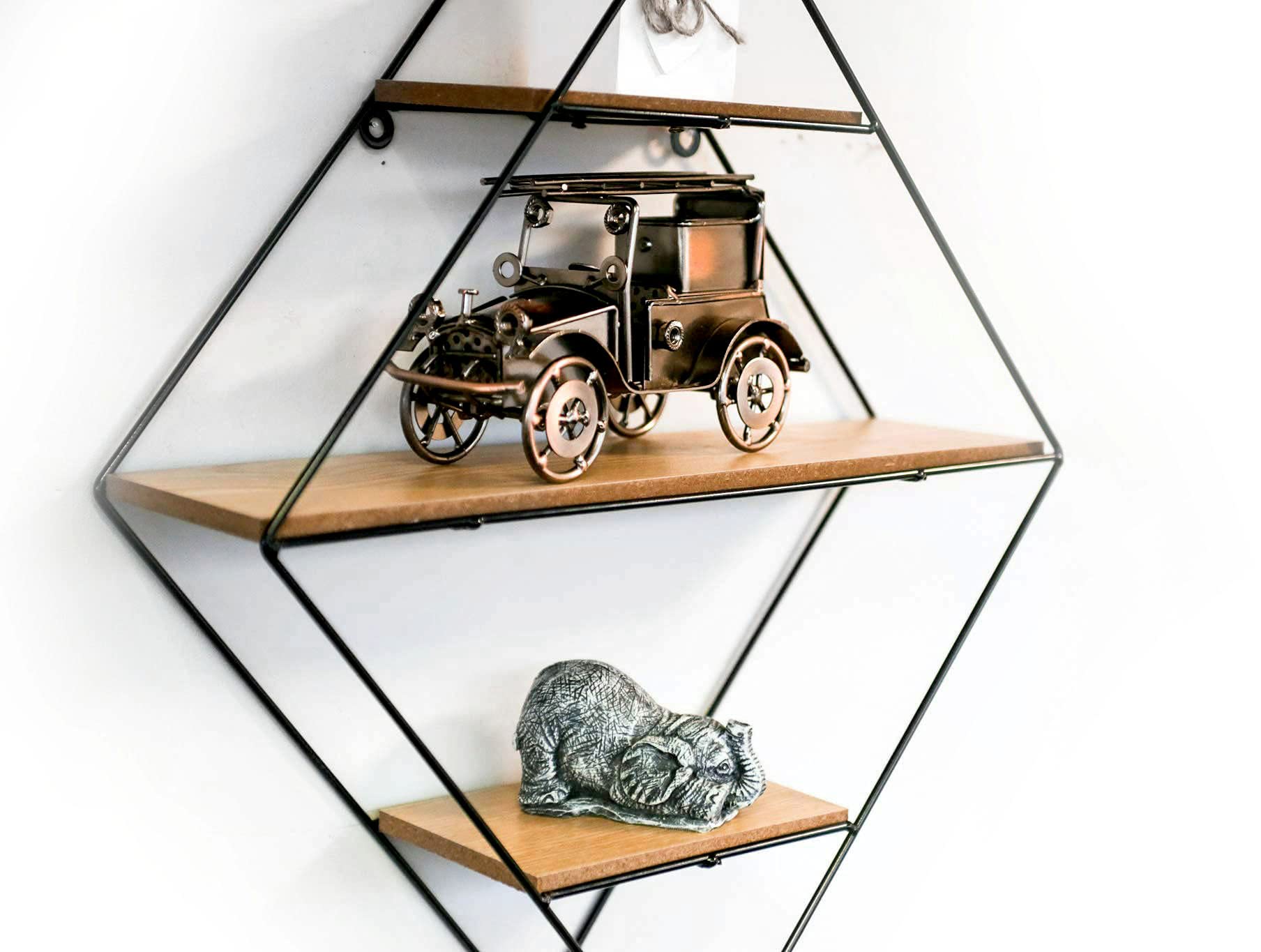 Floating Shelves, Shelving Unit, Geometric Shelf Unit Wooden and Metal Wall Floating Shelf