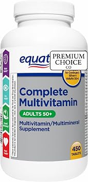 Equate 50+ Daily Multivitamin Supplement Tablets 450 Count Complete Multimineral Formula for Men & Women - Includes Sticker