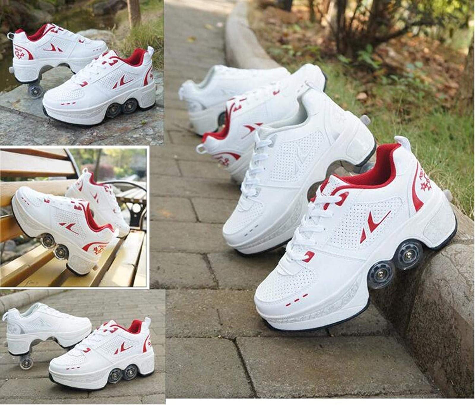 Patines Paralelos Multiusos 2 En 1, Patines De Cuatro Ruedas, Patines Para Principiantes De Diseño Elegante, Zapatos Deportivos Unisex Para Niños Adultos Al Aire Libre