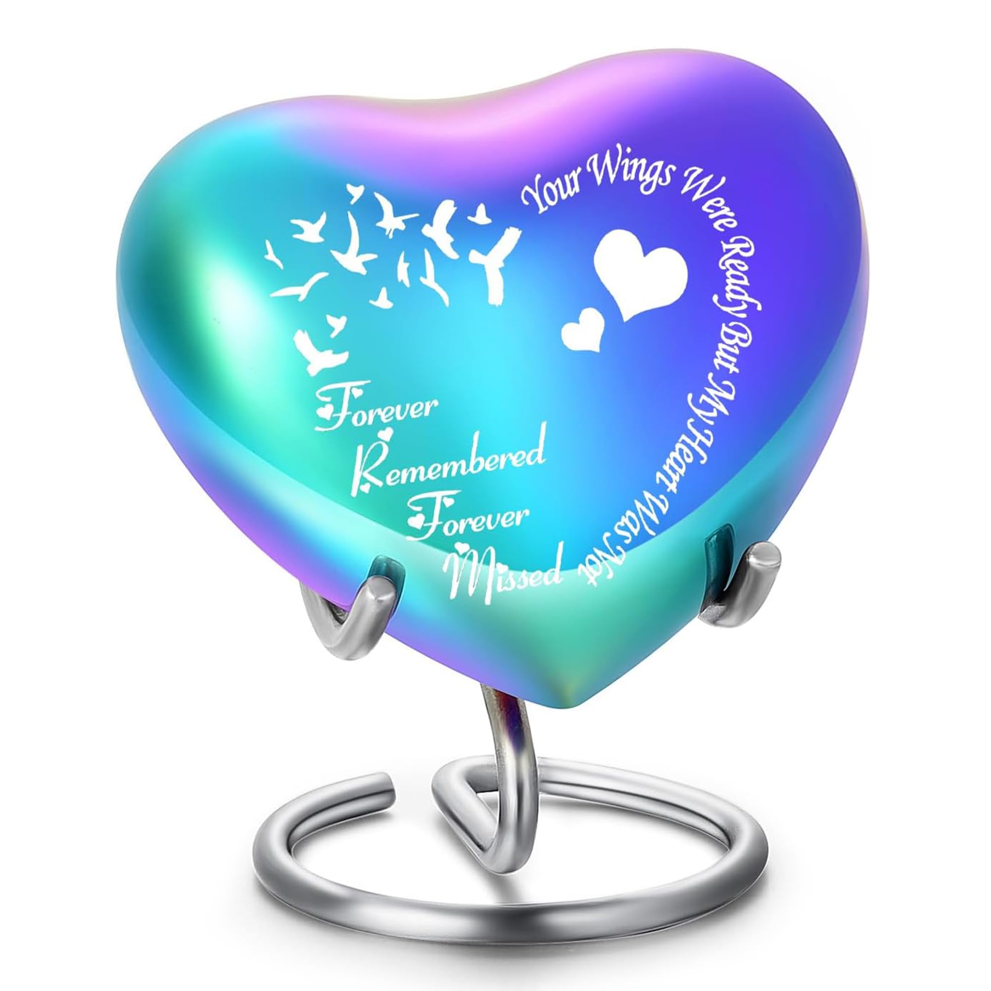 Heart Urns for Human Ashes - Small Urns for Ashes for Male or Female or Pet Ashes - Heart Shaped Keepsake Urns with Stand - Holds Small Portion of Remains