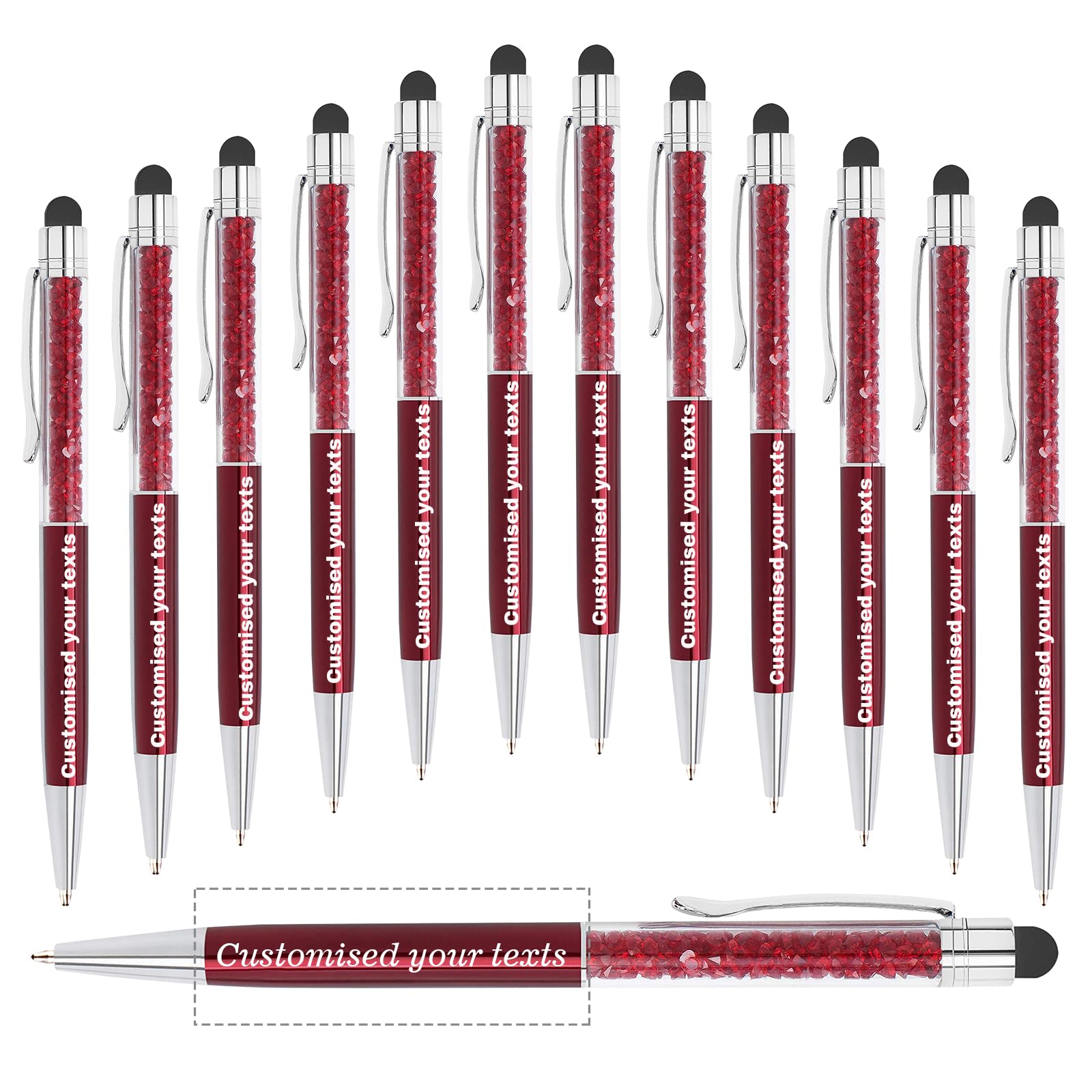 KOLOWKO Personalized 2 in 1 Ballpoint Pen,Custom Name/Text/Message, Crystal Decorated Ballpoint Pen, Good for Graduation, Wedding, Birthday,Communion Gifts