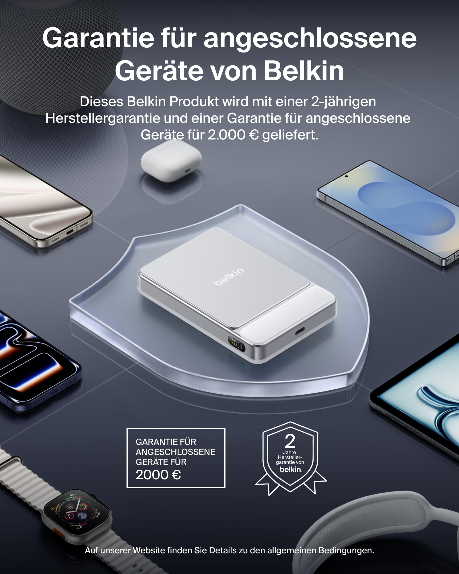 Belkin UltraCharge 10000mAh Magnetische Power Bank, USB-C Port – Weiß | 10K Powerbank Kabellos, Dünn, Qi2-zertifiziert, 25W, Magnetring, USB C Port, Bereits Geladen, Kabel, Geeignet für Flugreisen