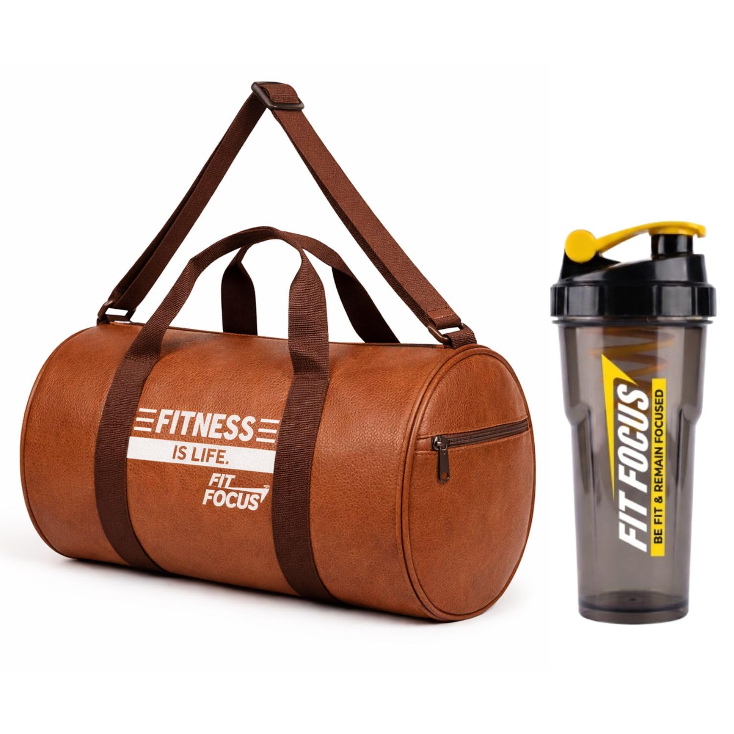 Fitness is Life Gym Bag with Fit Focus Shaker Bottle Combo - Durable Sports Duffel Bag & Water-Resistant Workout Bag for Men & Women, Large Travel & Yoga Bag + Leakproof Protein Shaker (Tan)-image-13